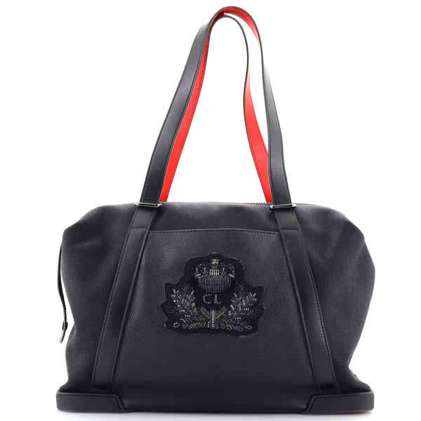 Christian Louboutin Bagdamon Boston Duffle Bag Canvas with Leather