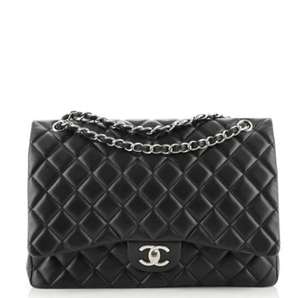 Chanel Classic Double Flap Bag Quilted Caviar Maxi