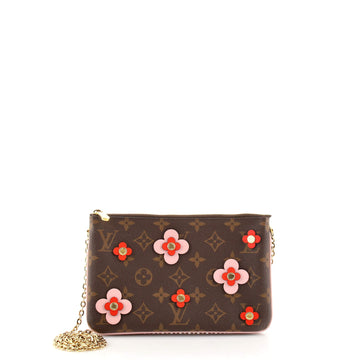 Louis Vuitton Double Zip Pochette Limited Edition Blooming Flowers Monogram Canvas