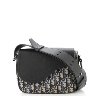 Christian Dior Saddle Flap Messenger Bag Oblique Canvas and Leather Mini