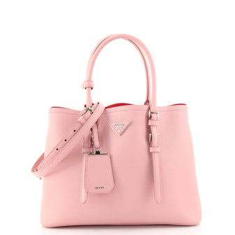Prada Belted Strap Cuir Double Tote Saffiano Leather Medium