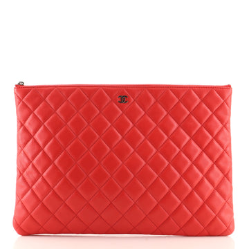 Chanel O Case Clutch Quilted Lambskin Large