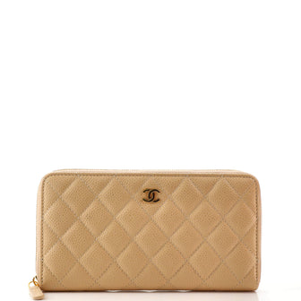 Chanel Zip Around Wallet Quilted Caviar Long