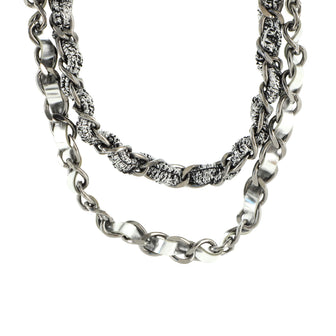 Chanel Clover Multistrand Chain Necklace Metal with Suede and Tweed