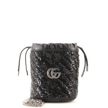 Gucci GG Marmont Bucket Bag Diagonal Quilted Sequins Mini