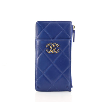 Chanel 19 Vertical Phone Case Pouch Quilted Goatskin