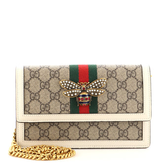 Gucci Queen Margaret Chain Wallet GG Coated Canvas Mini