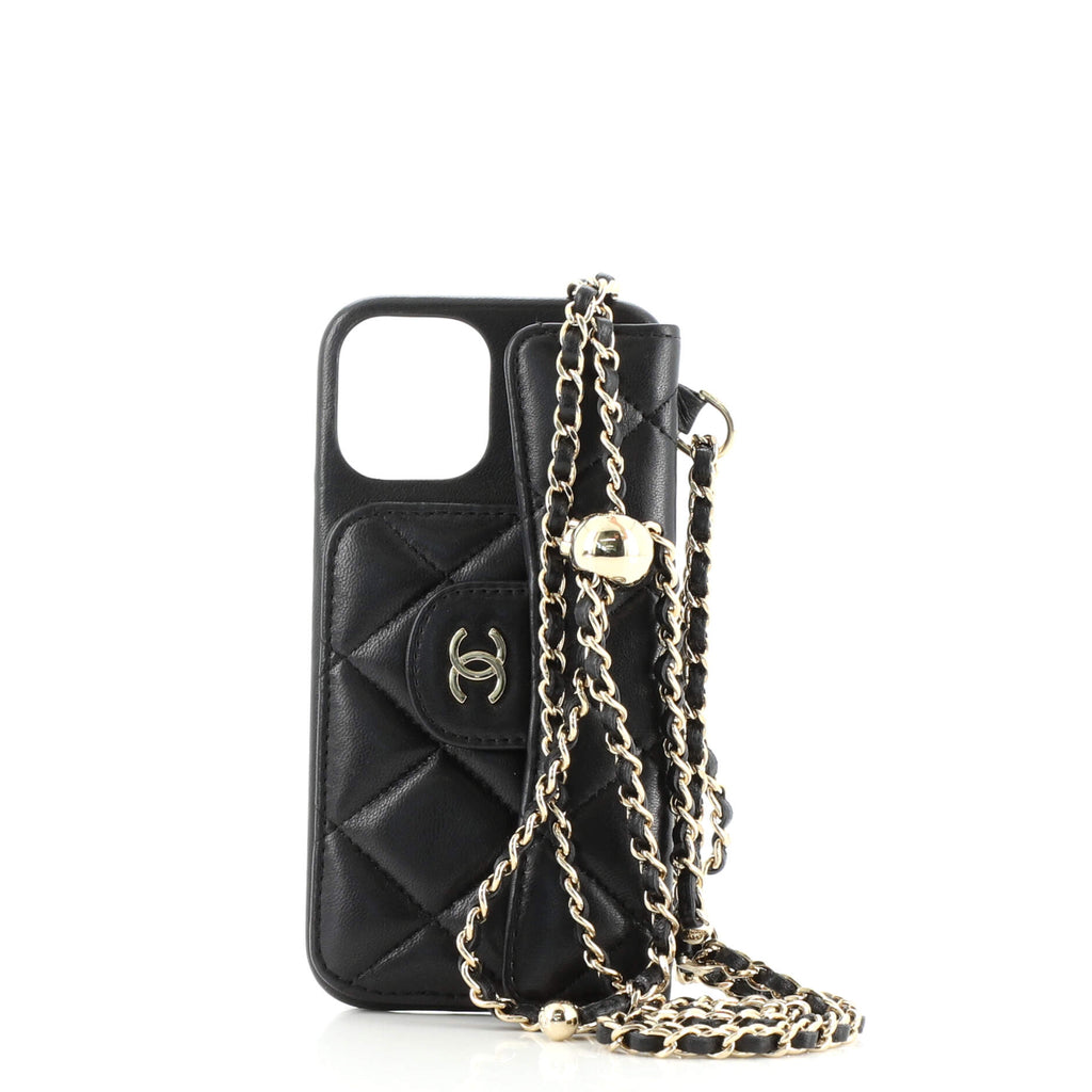 Chanel Classic Phone Case with Chain Quilted Lambskin iPhone 12 Pro Black  131767321