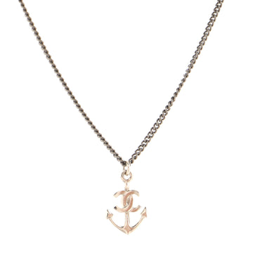 Chanel CC Anchor Pendant Necklace Metal with Faux Pearl and Crystal