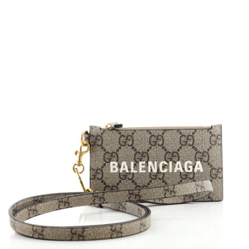 Gucci x Balenciaga The Hacker Project Zip Card Case with Strap GG Coated Canvas