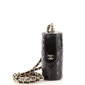 Chanel CC Squared Lipstick Case on Chain Stitched Patent with Metal