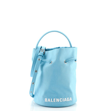Balenciaga Wheel Drawstring Bucket Bag Nylon XS