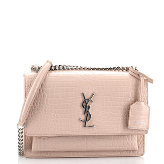 Saint Laurent Sunset Crossbody Bag Crocodile Embossed Leather Medium
