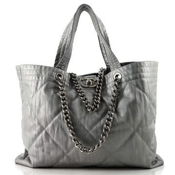 Chanel Ground Control Tote Quilted Iridescent Calfskin Large