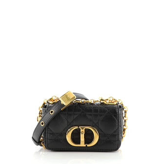 Christian Dior Caro Bag Cannage Quilt Calfskin Micro