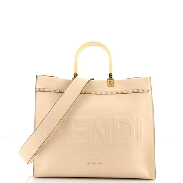 Fendi Sunshine Shopper Tote Studded Leather Medium