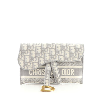 Christian Dior Saddle Slim Belt Pouch Logo Embroidered Oblique Canvas