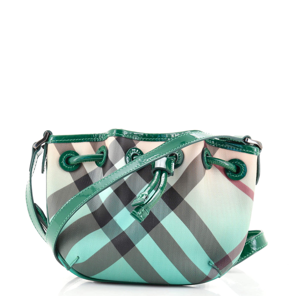 Burberry Drawstring Bucket Bag Ombre Nova Check Coated Canvas 131767