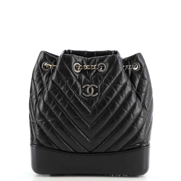 Chanel Gabrielle Backpack Chevron Aged Calfskin Small Black 131767427