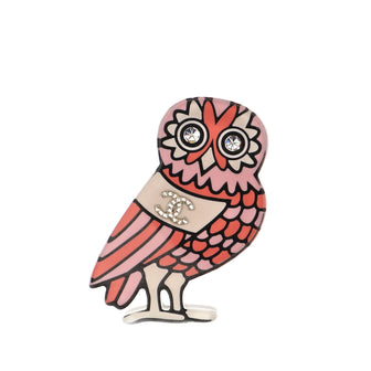Chanel CC Owl Brooch Resin with Glitter and Crystal
