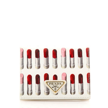 Prada Snap Wallet Printed Saffiano Leather Compact