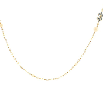 Chanel CC Long Floral Necklace Metal with Faux Pearl and Resin