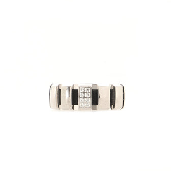 Chaumet Class One Ring 18K White Gold with Rubber and Diamonds 7mm