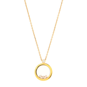 Chopard Happy Diamonds 3 Diamond Round Pendant Necklace 18K Rose Gold with Floating Diamonds