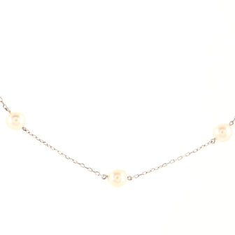 Mikimoto 9 Akoya Pearl Station Necklace 18K White Gold with Akoya Cultured Pearls