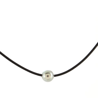 Mikimoto Black South Sea Single Pearl Pendant Necklace Silk Cord with Black South Sea Cultured Pearl