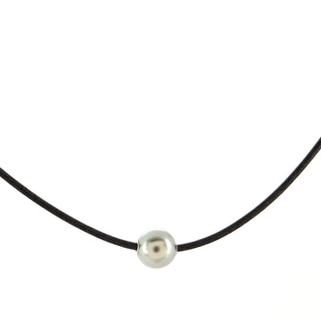 Mikimoto Black South Sea Single Pearl Pendant Necklace Silk Cord with Black South Sea Cultured Pearl
