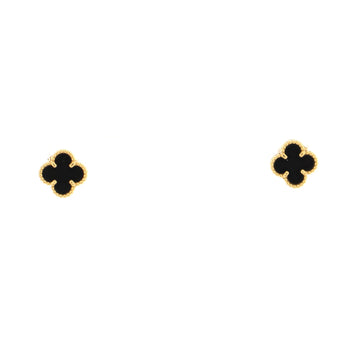 Van Cleef & Arpels Sweet Alhambra Stud Earrings 18K Yellow Gold and Onyx