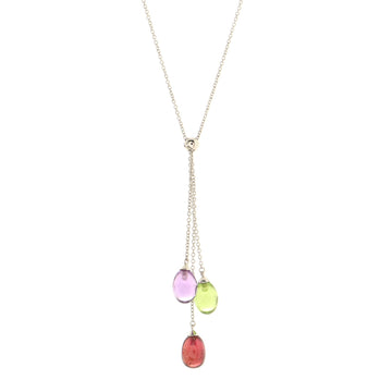 Tiffany & Co. Rainbow Drops Necklace 18K White Gold with Amethyst, Peridot and Pink Tourmaline