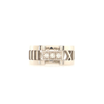 Tiffany & Co. Atlas Open Band Ring 18K White Gold and Diamonds 8mm