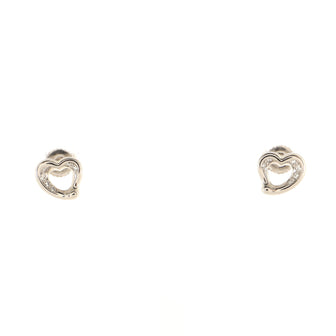 Tiffany & Co. Elsa Peretti Open Heart Earrings Platinum with Diamonds