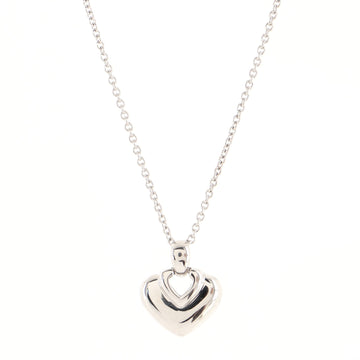 Bvlgari Doppio Cuore Heart Pendant Necklace 18K White Gold