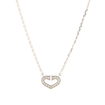 Cartier C Heart de Cartier Pendant Necklace 18K White Gold with Pave Diamonds
