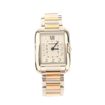 Cartier Tank Anglaise Quartz Watch Rose Gold and Stainless Steel with Diamond Markers 23