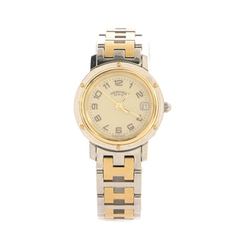 Hermes Clipper Quartz Watch Stainless Steel and Plated Metal 24