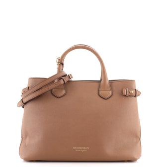 Burberry Banner Tote Leather and House Check Canvas Medium