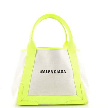 Balenciaga Navy Cabas Canvas with Leather Small