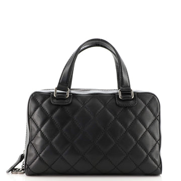 Chanel CC Charm Zip Around Satchel Stitched Leather Medium