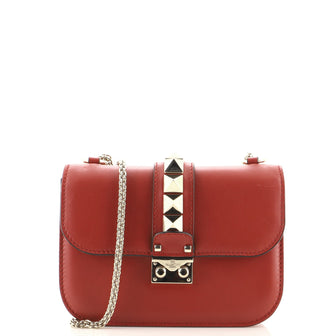 Valentino Glam Lock Shoulder Bag Leather Small