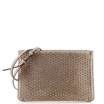Christian Louboutin Loubiposh Clutch Spike Metallic Raffia