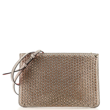 Christian Louboutin Loubiposh Clutch Spike Metallic Raffia