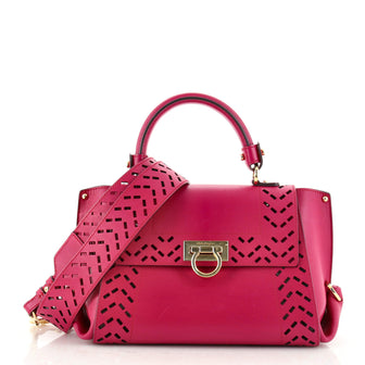 Salvatore Ferragamo Sofia Satchel Laser Cut Leather Small