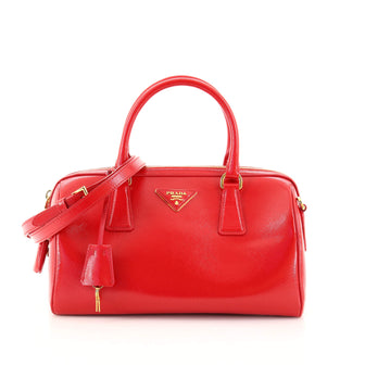 Prada Convertible Boston Bag Vernice Saffiano Leather Medium