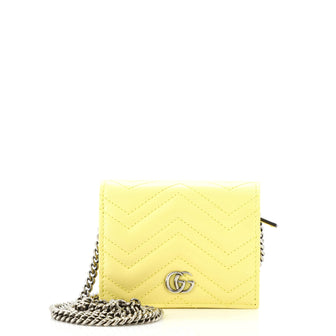 Gucci GG Marmont Card Case on Chain Matelasse Leather