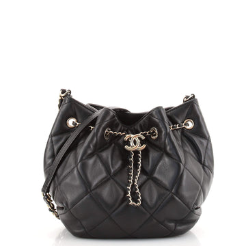 Chanel CC Chain Drawstring Bucket Bag Quilted Lambskin Mini