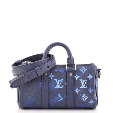 Louis Vuitton Keepall Bandouliere Bag Limited Edition Monogram Ink Watercolor Leather XS